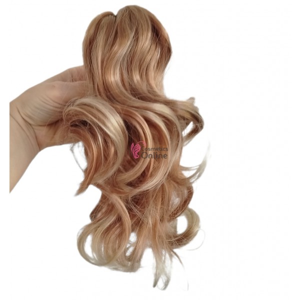 Extensie de par coada ondulata cu cleste 30 cm Cod  SS30-3088 Blond Piersica Deschis